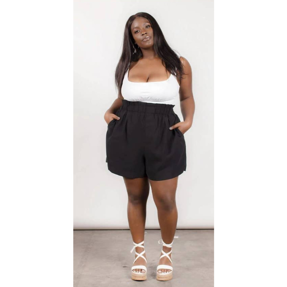 $79 NWT Mauby Flowing Paperbag Shorts Black Plus Size 1X Nordstrom
